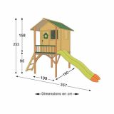IGRALNA HIŠICA AMCA ARMELLE LESENA Z VERANDO, TOBOGAN 2.15 M