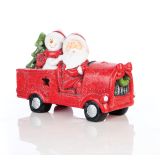 RDEČ AVTO Z BOŽIČKOM IN SNEŽAKOM Z LED LUČKO