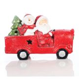 RDEČ AVTO Z BOŽIČKOM IN SNEŽAKOM Z LED LUČKO