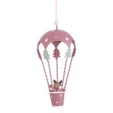 OKRASEK ZA NOVOLETNO JELKO - BALON NA VROČI ZRAK, ROZA BARVE