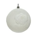 BUNKA IZ UMETNE MASE BELE BARVE Z DEKORJEM, PREMER 100 MM