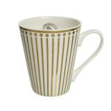 SKODELICA DECORIS BELA Z ZLATIM DEKORJEM, PORCELAN