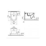 BIDE, VISEČI VITRA 54 CM BREZ PRITRDILNEGA KOMPLETA