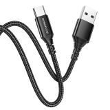 BOROFONE PODATKOVNI KABEL BX54 (FAST CHARGE) 3A VHOD TYPE-C NA USB-A 1M, ČRN
