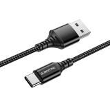 BOROFONE PODATKOVNI KABEL BX54 (FAST CHARGE) 3A VHOD TYPE-C NA USB-A 1M, ČRN