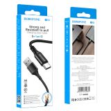 BOROFONE PODATKOVNI KABEL BX54 (FAST CHARGE) 3A VHOD TYPE-C NA USB-A 1M, ČRN