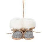 OKRASEK ZA JELKO GLOSSTYLE BOŽIČKOVI ŠKORNJI SIVI 6X6X6 CM