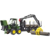 BRUDER TRAKTOR JOHN DEERE Z NAKLADALKO IN PRIKOLICO ZA HLODE 02133