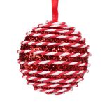 BUNKA IZ UMETNE MASE DECORIS BELE/RDEČE BARVE FI 8 CM SORT