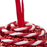 BUNKA IZ UMETNE MASE DECORIS BELE/RDEČE BARVE FI 8 CM SORT