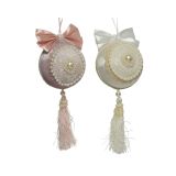 BUNKA IZ UMETNE MASE DECORIS BELE/ROZA BARVE Z OBESKOM FI 10 CM SORT