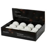 BUNKA IZ UMETNE MASE DECORIS FI 8 CM, BELA Z BLEŠČICA. VZOREC, SORTIRANO