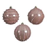 BUNKA IZ UMETNE MASE ZA NOVOLETNO JELKO ROZA BARVE S PERLICAMI, PREMER 80 MM, SORT