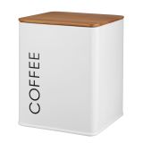 NAMENSKA DOZA GALICIJA COFFEE 11.5X11.5X14 BELA METALNA Z BAMBUS POKROVOM