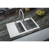 STEKLENO POMIVALNO KORITO ALVEUS CRYSTALIX 20, BELA, 86X54 DESNI,1+1/2Q+ODC, SIF POP