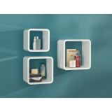 LESENA POLICA CUBE SET BELA 3 KOS 350X350X145 MM