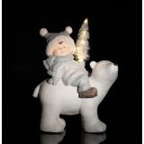 PRAZNIČNA FIGURA GLOSSTYLE DEČEK NA MEDVEDKU 44 CM