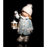 PRAZNIČNA FIGURA GLOSSTYLE DEKLICA Z LANTERNO 47 CM ZA ČAJNO SVEČKO MODRA