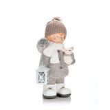 PRAZNIČNA FIGURA GLOSSTYLE DEKLICA/DEČEK Z LANTERNO IN IGRAČKO 41 CM