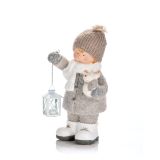 PRAZNIČNA FIGURA GLOSSTYLE DEKLICA/DEČEK Z LANTERNO IN IGRAČKO 41 CM