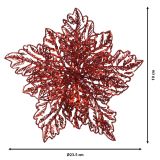 DEKORACIJA DECORIS BOŽIČNA ZVEZDA NA SPONKI 23.5 CM RDEČA