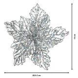 DEKORACIJA DECORIS BOŽIČNA ZVEZDA NA SPONKI 23.5 CM SREBRNA