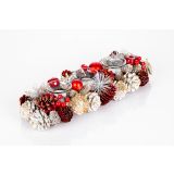 DEKORACIJA GLOSSTYLE BELE IN RDEČE BARVE S 3 KOZARČKI, 37X13 CM