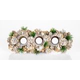 DEKORACIJA GLOSSTYLE BELE IN ZELENE BARVE S 3 KOZARČKI, 37X13 CM