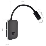 DEKORAT. STENSKA SVETILKA MILAGRO BASE 8W+2W ČRNA ML6352 NOČNA