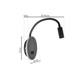 DEKORAT. STENSKA SVETILKA MILAGRO BASE 8W+2W ČRNA ML6354 NOČNA