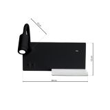 DEKORAT. STENSKA SVETILKA MILAGRO SHELF ČRNA 4W+5W+2W LED ML6344 NOČNA S POLIČKO