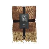 DEKORATIVNA ODEJA DECORIS RJAVA Z LISTI, 130X70 CM