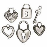DROBNI ART.ZA USTVARJANJE RAYHER OBESKI KOV.SRCA, KLJUČAV. 6 KOM, 1.5-2.5 CM, 6 KOM.
