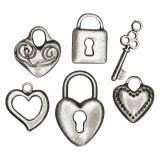 DROBNI ART.ZA USTVARJANJE RAYHER OBESKI KOV.SRCA, KLJUČAV. 6 KOM, 1.5-2.5 CM, 6 KOM.
