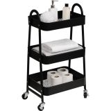 DRŽALA, STOJALA, KLJUKICE TENDANCE KOP. STOJALO NA KOLEŠČKIH ČRNO, 3 POLICE, KOVINSKO