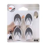 DRŽALA, STOJALA, KLJUKICE TENDANCE SIVE INOX KLJUKICE 4KOM OVALNE 3M ZA ZALEPIT