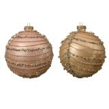 STEKLENA BUNKA FI 10 CM ZLATA/ROZA Z DEKORJEM