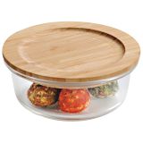 POSODA ZA SHRANJEVANJE KESPER 13 CM STEKLENA Z BAMBUS POKROVOM