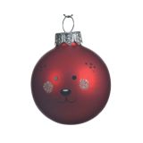 STEKLENA BUNKA V BELI/ORANŽNI/RDEČI BARVI Z MOTIVOM MEDVEDKA, FI 45 MM