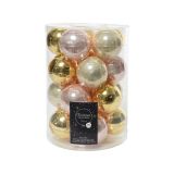 STEKLENA BUNKA FI 6 CM 20/1 ROMANTIKA ROZA, ZLATE, PERLA