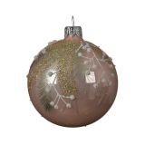 STEKLENA BUNKA FI 8 CM ROZA DEKOR VEJICA 6/1