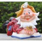 FIGURA, OKRASNA PALČEK S POLŽEM IN KNJIGO VIŠ 16 CM