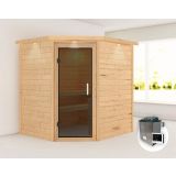 FINSKA SAVNA MIA+9KW GRELEC ZR KOTNI VHOD+STREŠ.VENEC+SIVA VR.