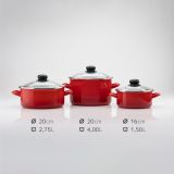 GARNITURA / SET POSODE METALAC 3/1 STANDARD EMAJL RDEČA