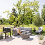 GARNITURA UMETNI RATAN NATERIAL DRIOS KOTNA ALU BREZ MIZE, TEMNO SIVA