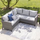 GARNITURA UMETNI RATAN NATERIAL DRIOS KOTNA ALU BREZ MIZE, TEMNO SIVA