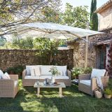 GARNITURA UMETNI RATAN NATERIAL MEDENA 5P ALU 3P+2 NASLANJAČA+1 MIZA