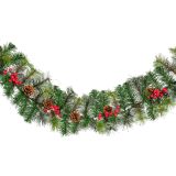 GIRLANDA DECORIS 270 CM, ZELENA S STORŽI IN RDEČE JAGODE