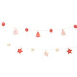 GIRLANDA DECORIS RDEČE BARVE JELKE/ZVEZDE 120 CM SORT