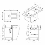 GRANITAL POMIVALNO KORITO ALVEUS FALCON 30, G11 ARCTIC 780X435 MM